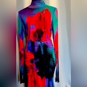 Leroy Mesh Printed Ruched blouse 
L-16